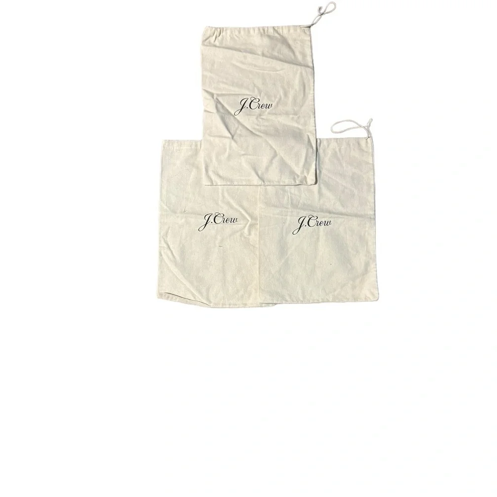 J.CREW LOT Of 3 Ivory Large Draw String Dust Bags 14 x 10 Shoes Travel